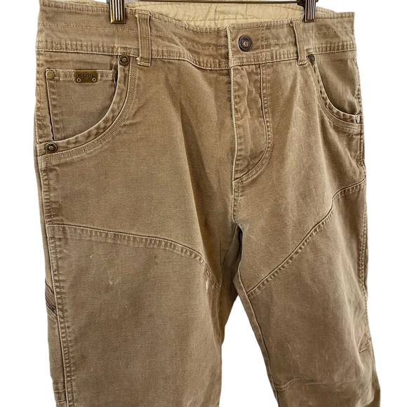 Kuhl The Law Pants 36 x 32 10 Oz Canvas Work Outdoor Tan Distressed Stretch - Picture 2 of 10